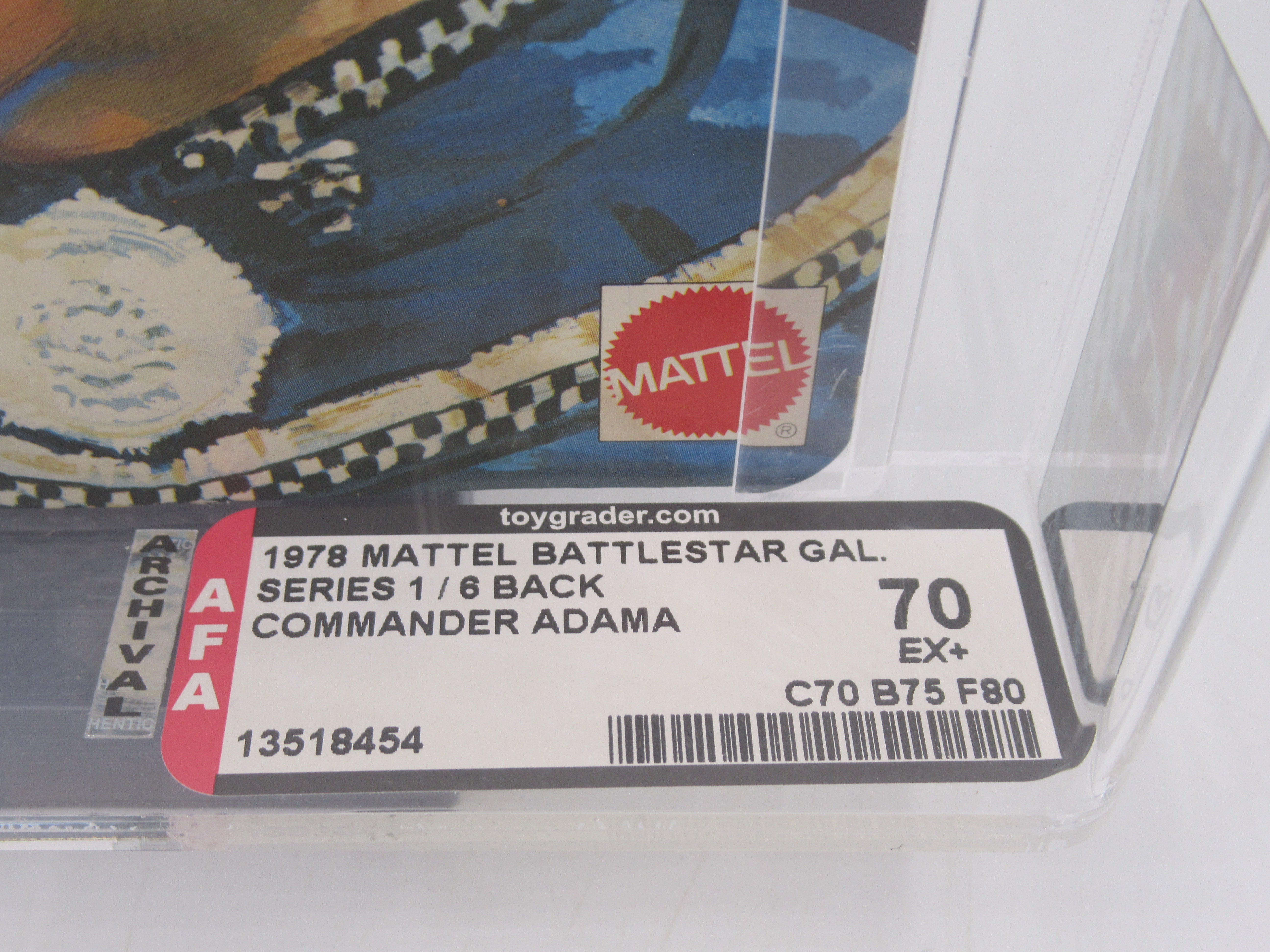 BATTLESTAR GALACTICA Commander Adama Graded Action Figure (AFA 70 EX+) - Mattel (1978) Vintage Toy